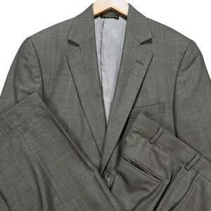 Hardwick Clothes Mens Two Piece Suit Olive Grey 41R Jacket 34x29 Pants USA Made
